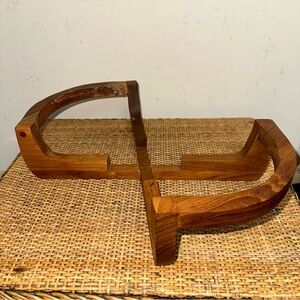Gailstyn Sutton MCM Teakwood Casserole Cradle Holder 15” Trivet Curved Handles